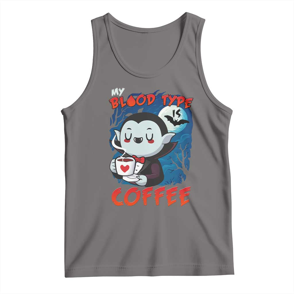 My Blood Type Is Coffee Tank Top Funny Vampire Halloween TS12 Deep Heather Print Your Wear