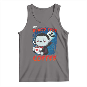 My Blood Type Is Coffee Tank Top Funny Vampire Halloween TS12 Deep Heather Print Your Wear