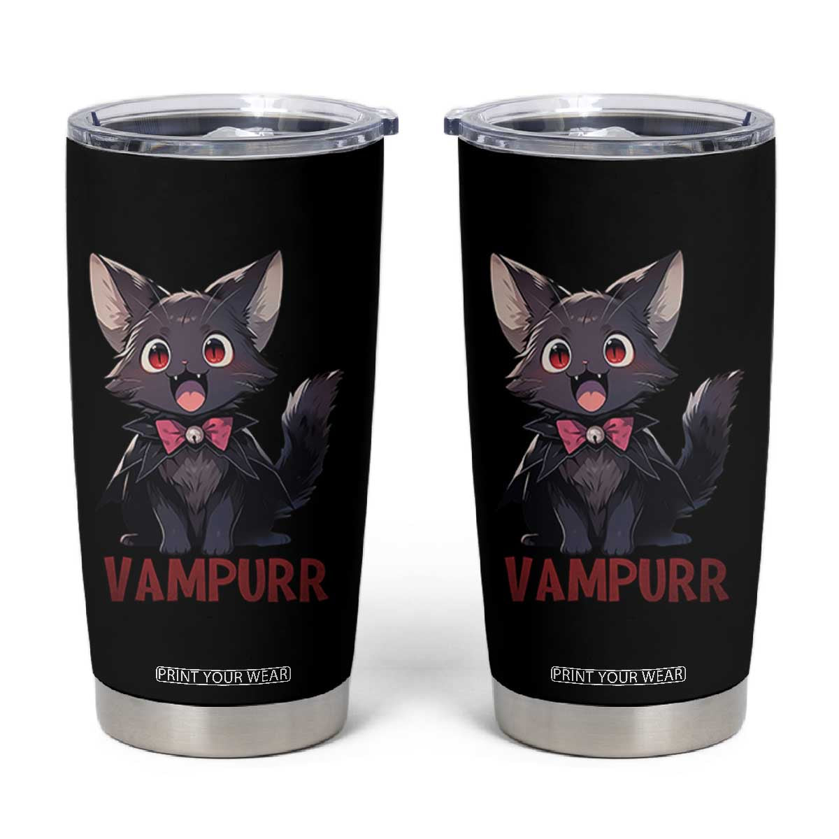 Halloween Black Vampire Cat Tumbler Cup Vampurr Cute Kitty Lover TS12 Black Print Your Wear