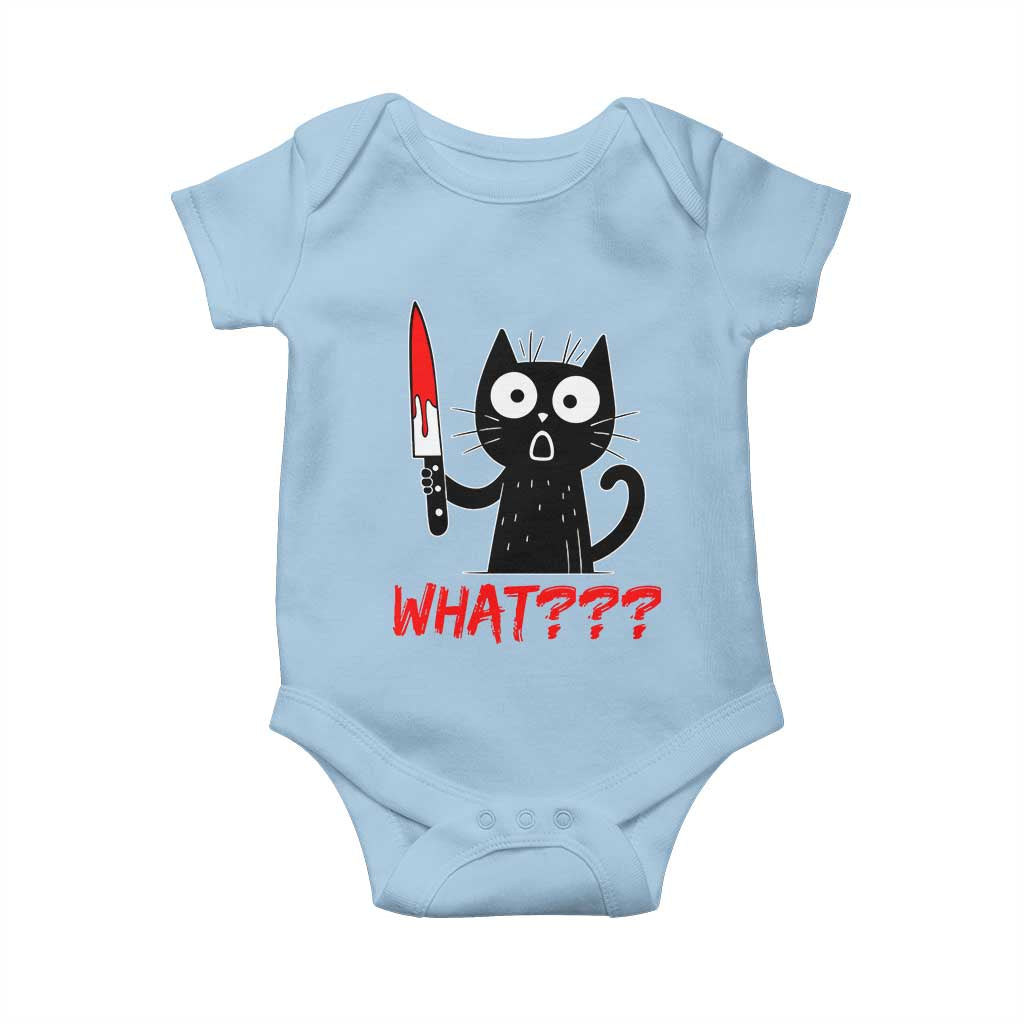 Black Cat Halloween Baby Onesie What Killer Kitten With Knife TS12 Light Blue Print Your Wear
