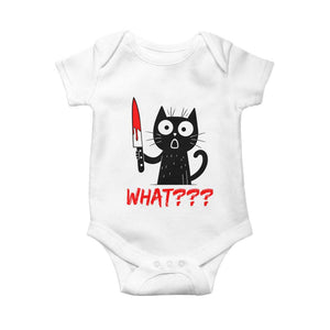Black Cat Halloween Baby Onesie What Killer Kitten With Knife TS12 White Print Your Wear