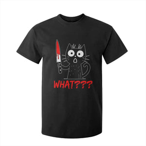 Black Cat Halloween T Shirt For Kid What Killer Kitten With Knife TS12 Black Print Your Wear