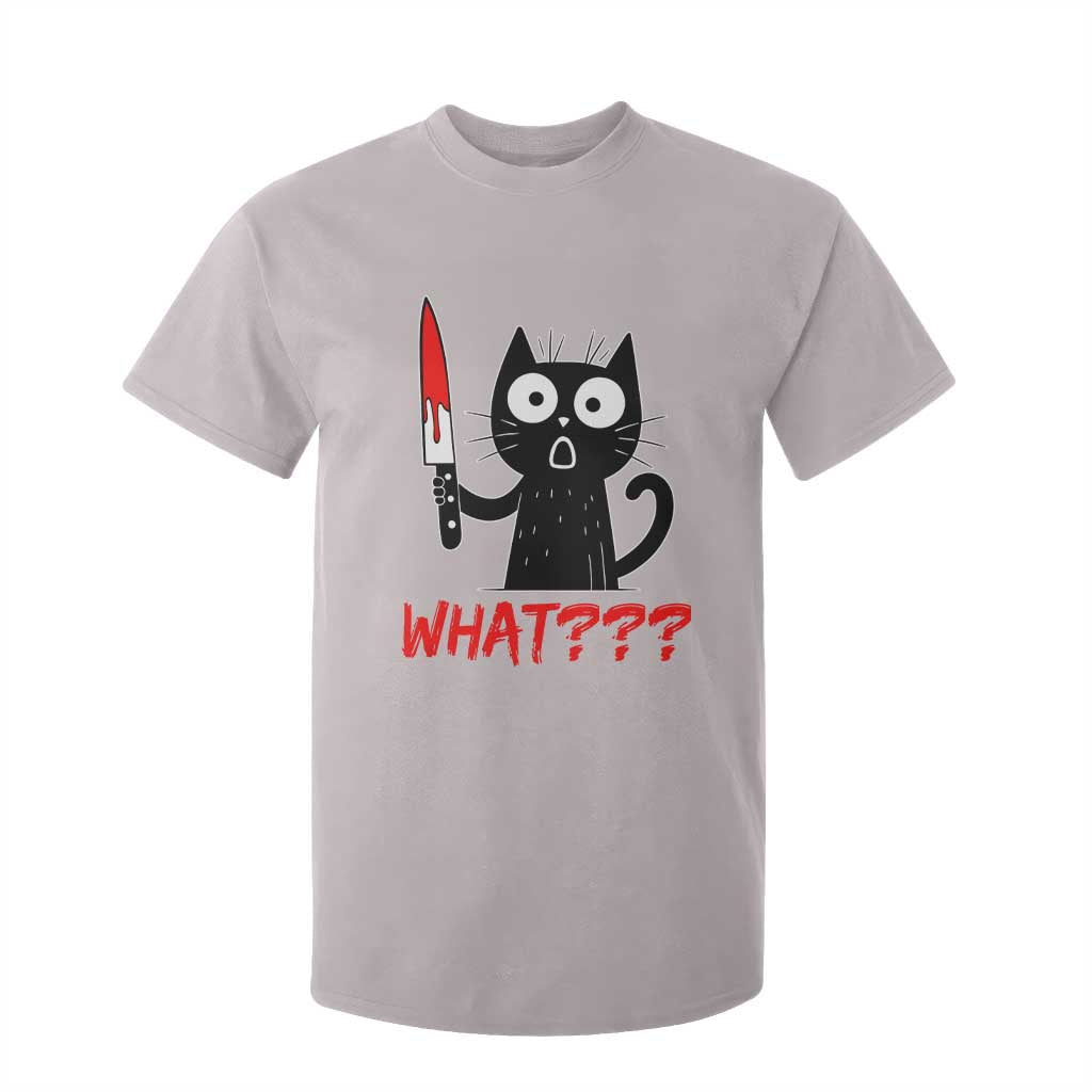 Black Cat Halloween T Shirt For Kid What Killer Kitten With Knife TS12 Ice Gray Print Your Wear