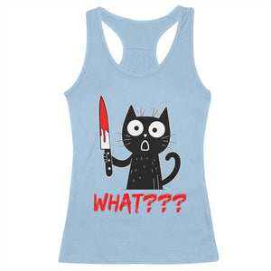 Black Cat Halloween Racerback Tank Top What Killer Kitten With Knife TS12 Light Blue Print Your Wear