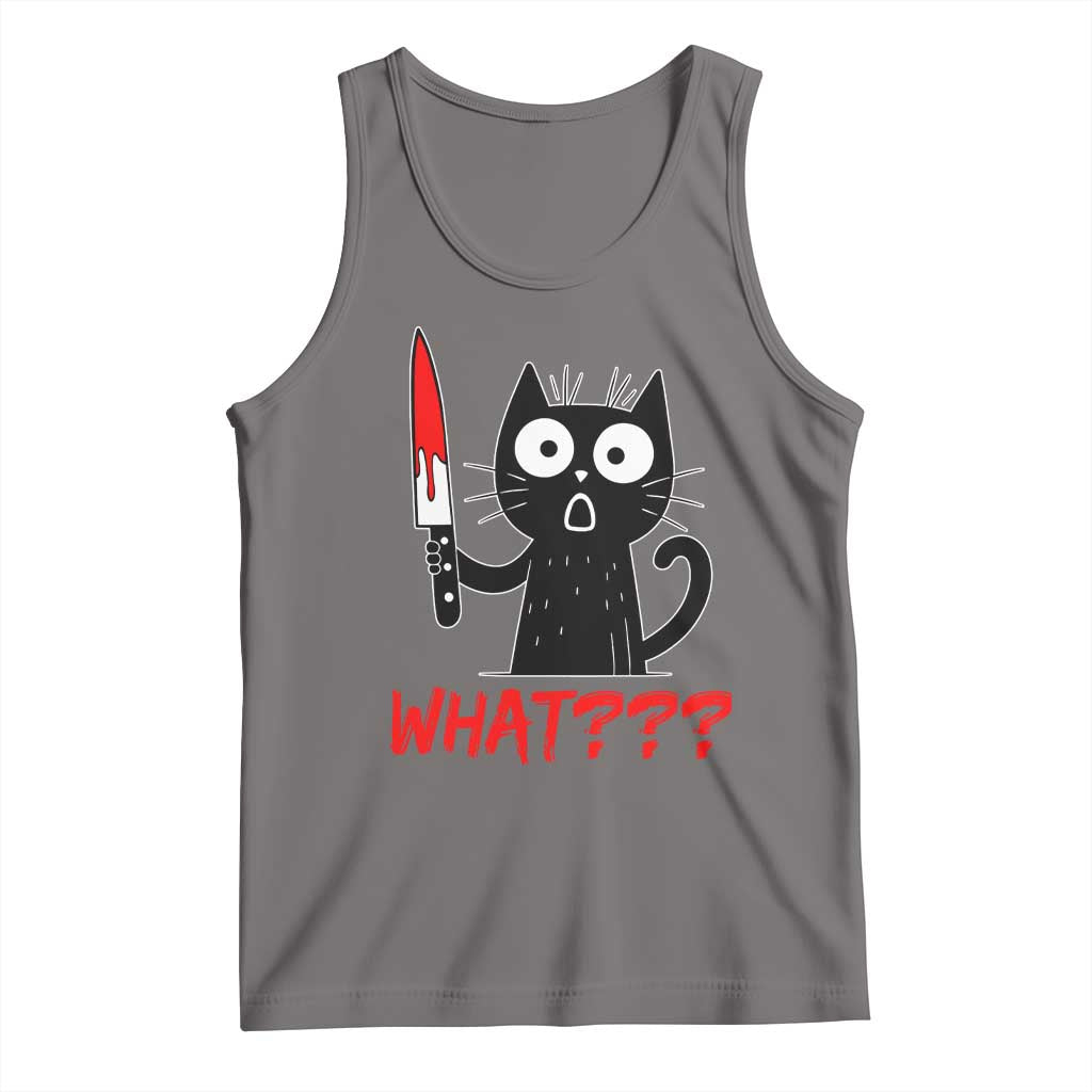 Black Cat Halloween Tank Top What Killer Kitten With Knife TS12 Deep Heather Print Your Wear
