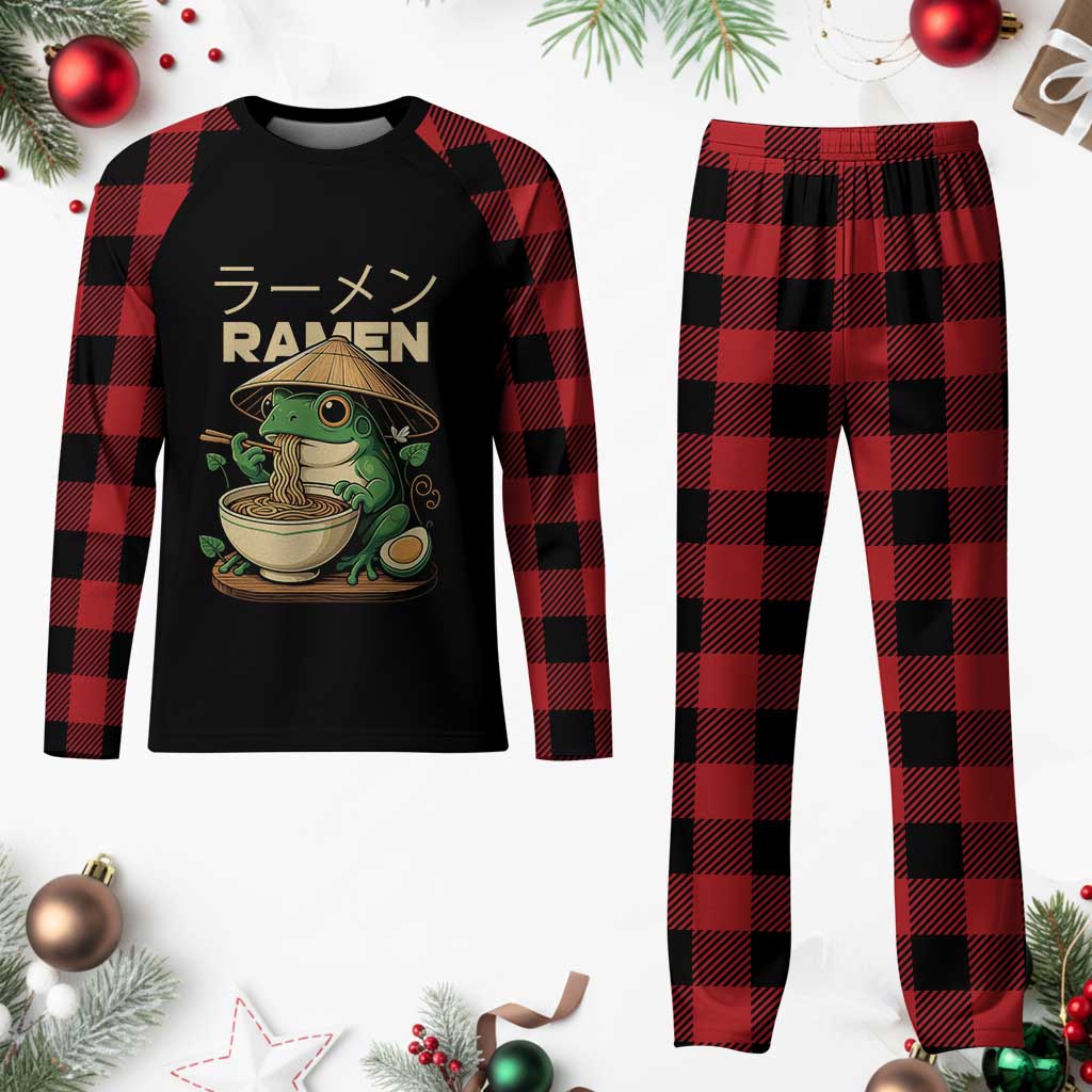 Frog Eating Ramen Plaid Pajama Set Funny Japanese Food Lover Anime TS12 Buffalo Plaid Print Your Wear