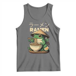 Frog Eating Ramen Tank Top Funny Japanese Food Lover Anime TS12 Black Heather Print Your Wear