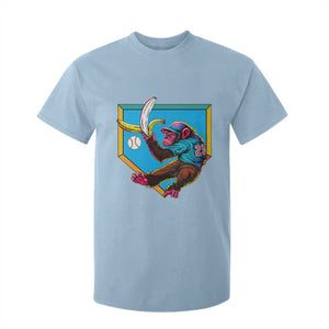 Funny Monkey Playing Baseball With Banana T Shirt For Kid Sport Humor Gift TS12 Light Blue Print Your Wear