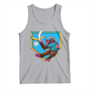 Funny Monkey Playing Baseball With Banana Tank Top Sport Humor Gift TS12 Athletic Heather Print Your Wear