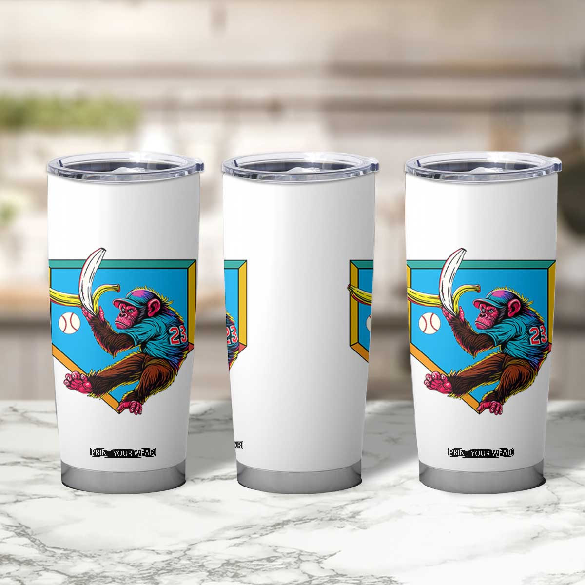 Funny Monkey Playing Baseball With Banana Tumbler Cup Sport Humor Gift TS12 Print Your Wear
