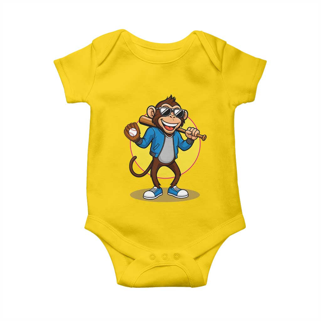 Funny Baseball Baby Onesie Monkey Playing Baseball Sport Humor Gift TS12 Daisy Print Your Wear