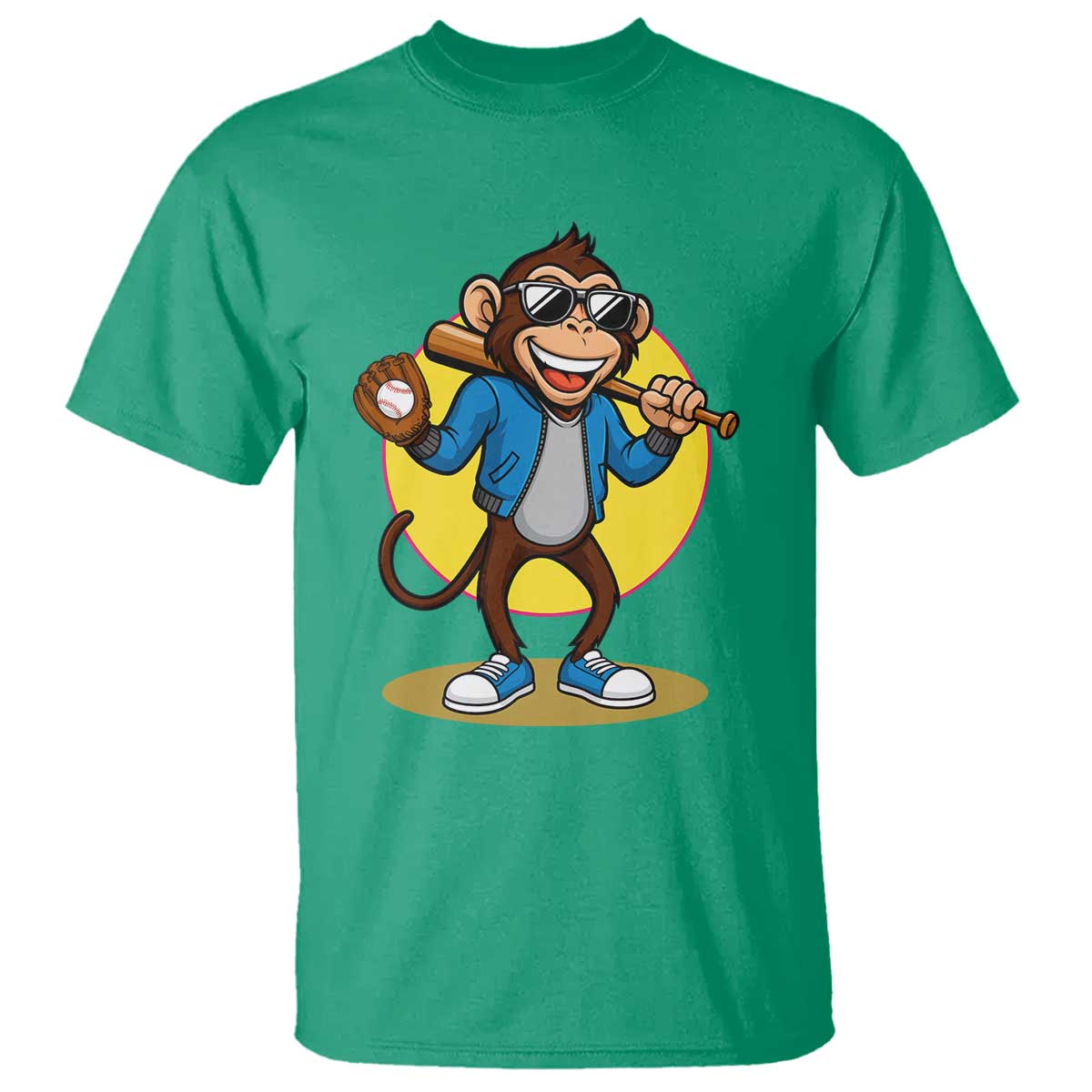 Funny Baseball T Shirt Monkey Playing Baseball Sport Humor Gift TS12 Irish Green Print Your Wear