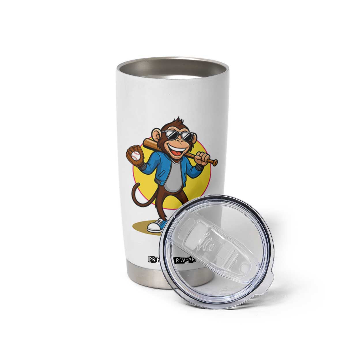 Funny Baseball Tumbler Cup Monkey Playing Baseball Sport Humor Gift TS12 Print Your Wear