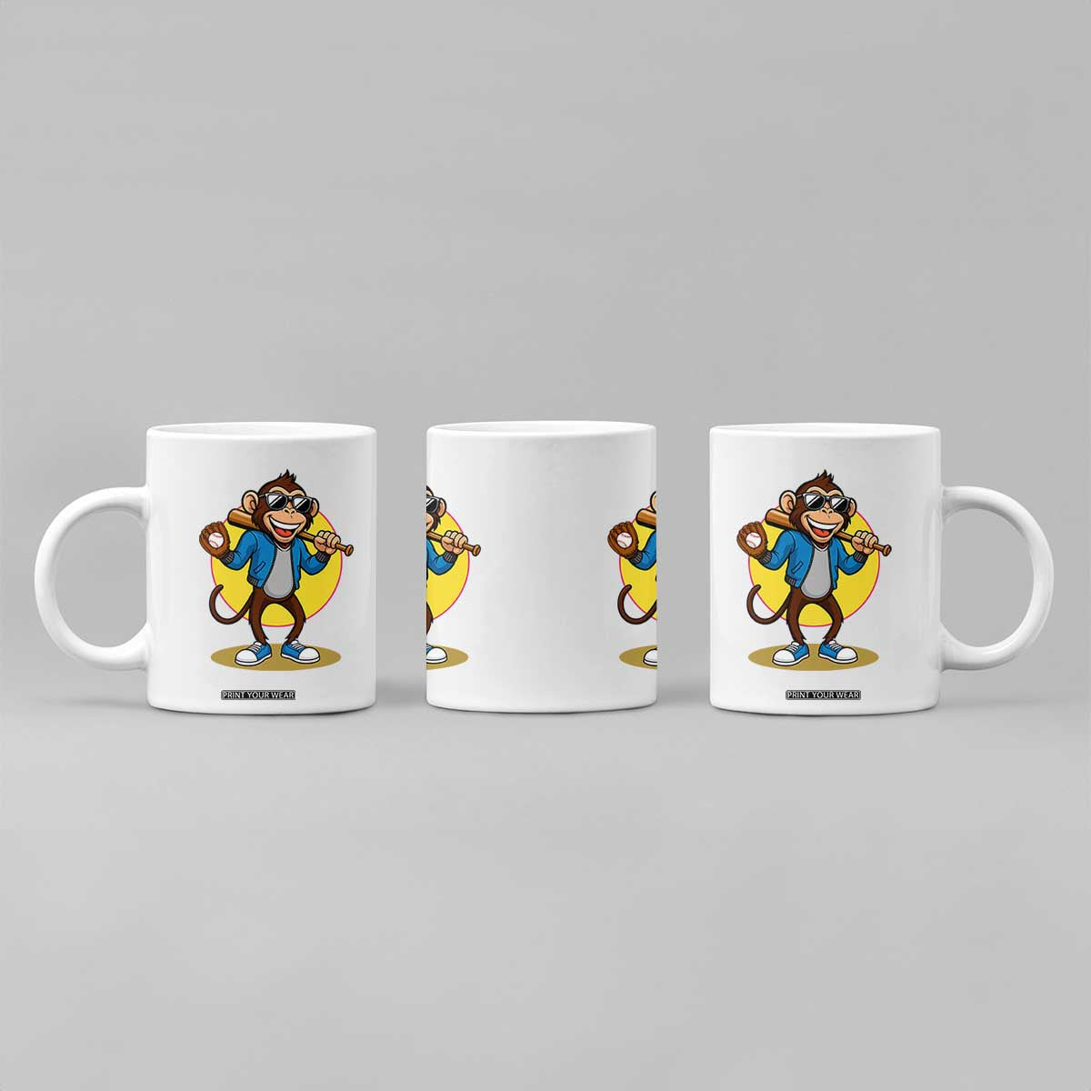 Funny Baseball Coffee Mug Monkey Playing Baseball Sport Humor Gift TS12 Print Your Wear