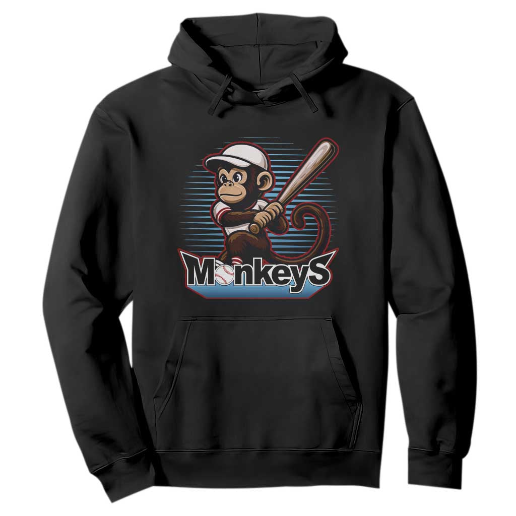 Funny Chimpanzee Swinging Bat Baseball Hoodie Sport Humor Gift TS12 Black Print Your Wear