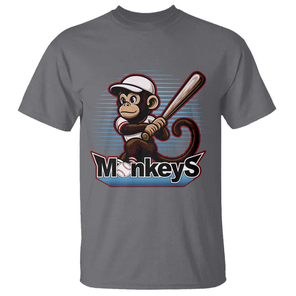 Funny Chimpanzee Swinging Bat Baseball T Shirt Sport Humor Gift TS12 Charcoal Print Your Wear