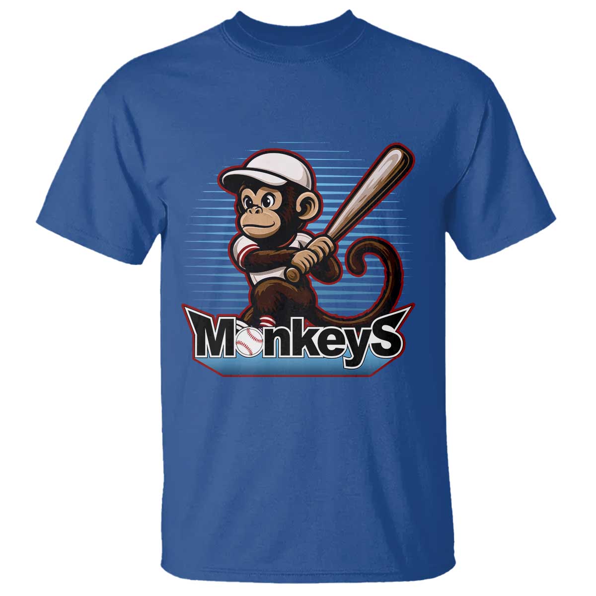 Funny Chimpanzee Swinging Bat Baseball T Shirt Sport Humor Gift TS12 Royal Blue Print Your Wear