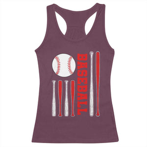 Patriotic Baseball American Flag Racerback Tank Top Sports Lover Gift TS12 Maroon Print Your Wear