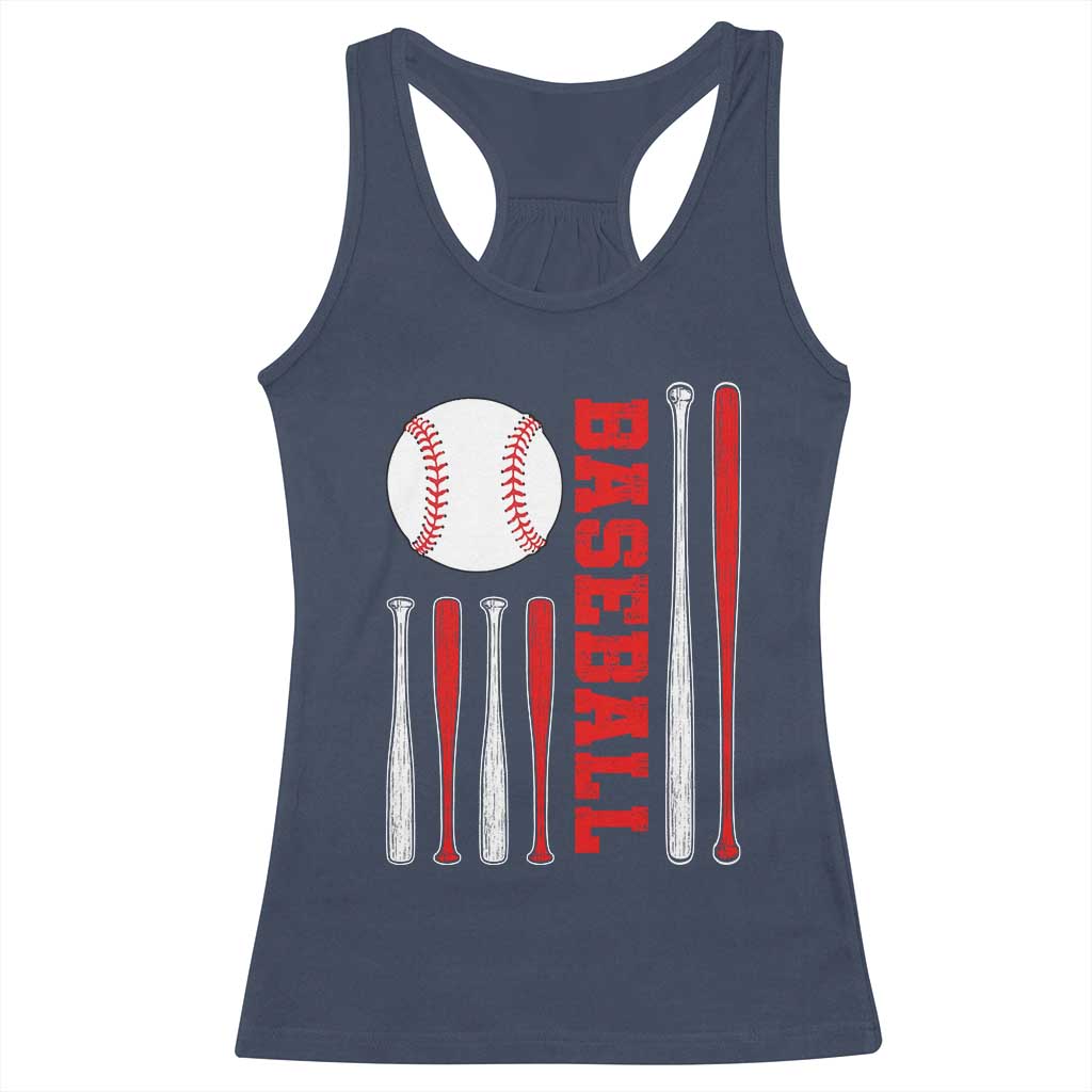 Patriotic Baseball American Flag Racerback Tank Top Sports Lover Gift TS12 Navy Print Your Wear