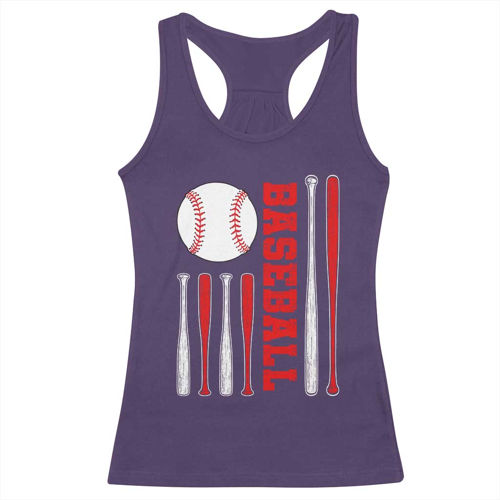 Patriotic Baseball American Flag Racerback Tank Top Sports Lover Gift TS12 Purple Print Your Wear