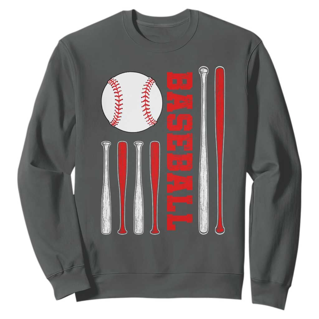 Patriotic Baseball American Flag Sweatshirt Sports Lover Gift TS12 Dark Heather Print Your Wear
