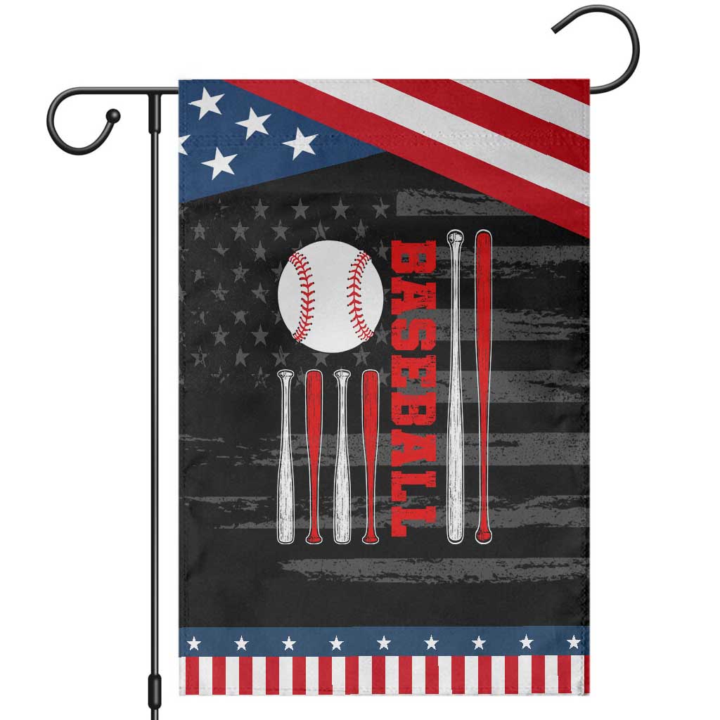 Patriotic Baseball American Flag Garden Flag Sports Lover Gift TS12 Distressed Black Blue Print Your Wear