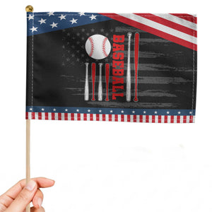 Patriotic Baseball American Flag Patriotic Handheld Flag Sports Lover Gift TS12 Distressed 8.2" × 5.5" Black Blue Print Your Wear