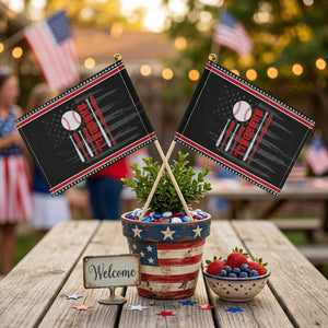 Patriotic Baseball American Flag Patriotic Handheld Flag Sports Lover Gift TS12 Distressed 8.2" × 5.5" Black Red Print Your Wear