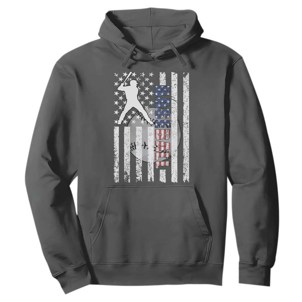 Patriotic Baseball Lover Hoodie USA American Flag Gift TS12 Dark Heather Print Your Wear