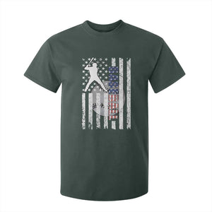 Patriotic Baseball Lover T Shirt For Kid USA American Flag Gift TS12 Dark Forest Green Print Your Wear