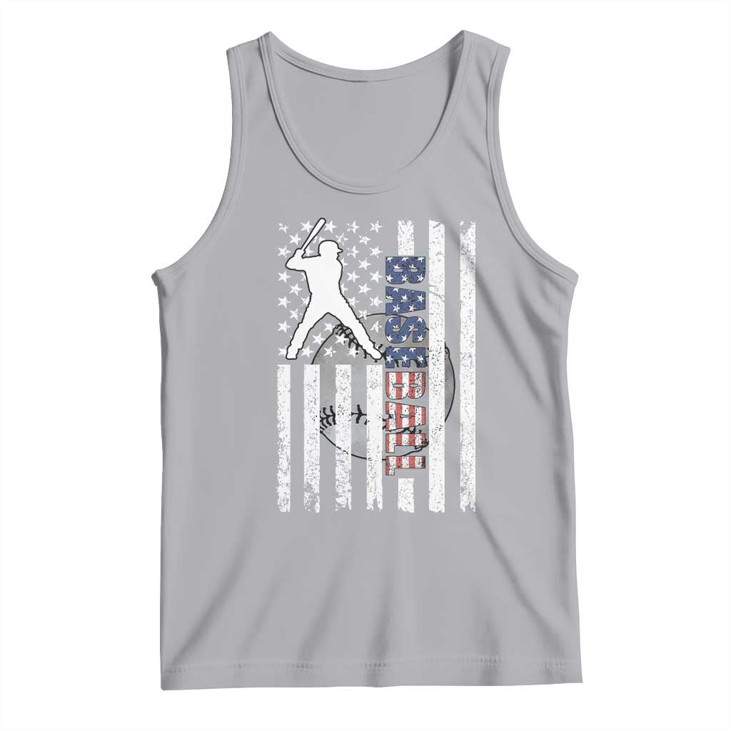 Patriotic Baseball Lover Tank Top USA American Flag Gift TS12 Athletic Heather Print Your Wear