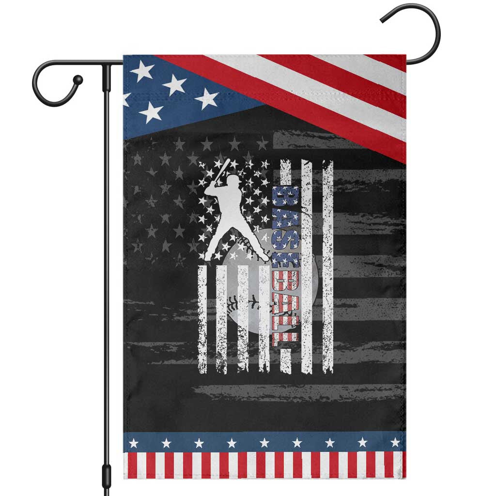 Patriotic Baseball Lover Garden Flag USA American Flag Gift TS12 Distressed Black Blue Print Your Wear