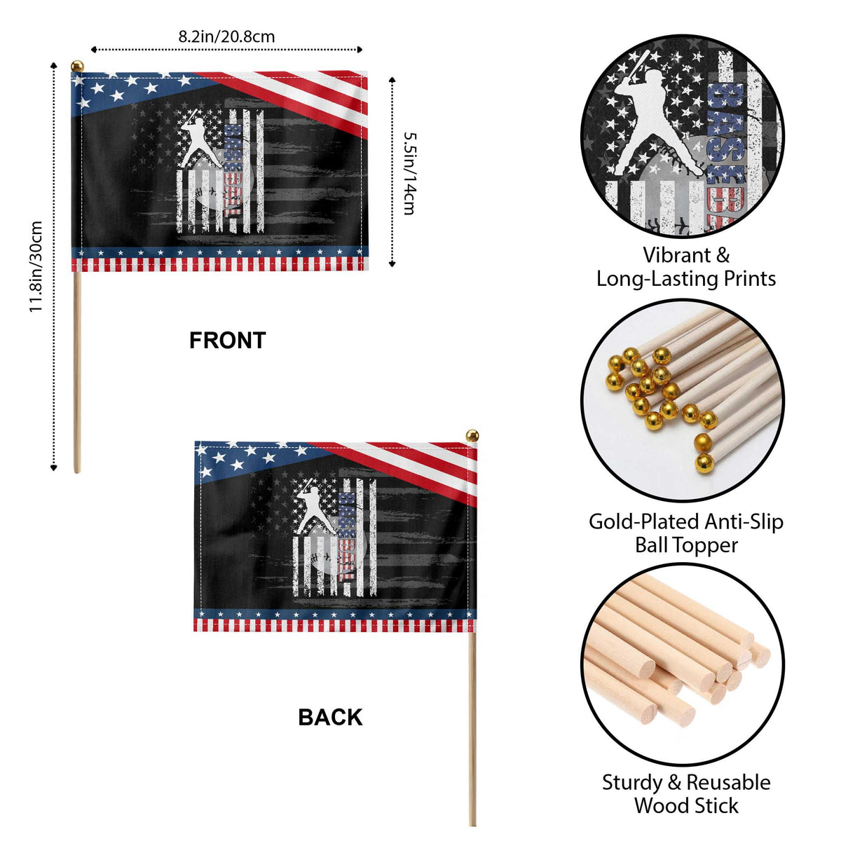 Patriotic Baseball Lover Patriotic Handheld Flag USA American Flag Gift TS12 Print Your Wear