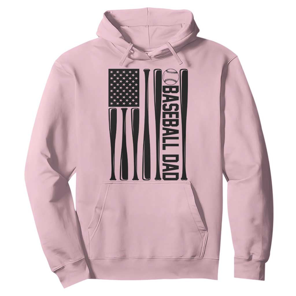 Baseball Dad Patriotic Hoodie USA American Flag Gift TS12 Light Pink Print Your Wear
