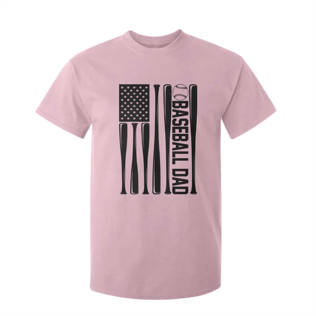 Baseball Dad Patriotic T Shirt For Kid USA American Flag Gift TS12 Light Pink Print Your Wear