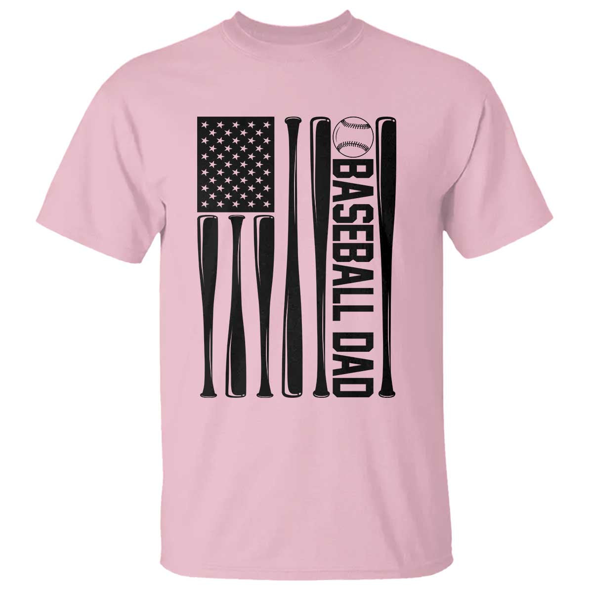 Baseball Dad Patriotic T Shirt USA American Flag Gift TS12 Light Pink Print Your Wear