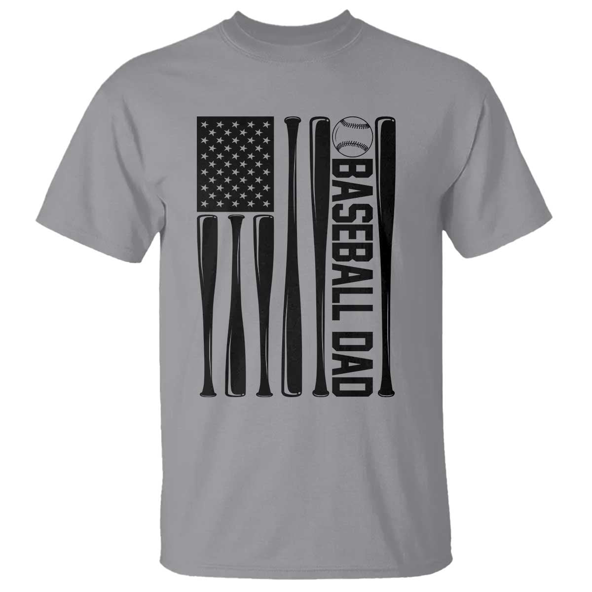 Baseball Dad Patriotic T Shirt USA American Flag Gift TS12 Sport Gray Print Your Wear