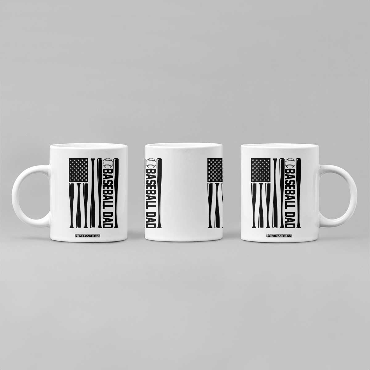 Baseball Dad Patriotic Coffee Mug USA American Flag Gift TS12 Print Your Wear