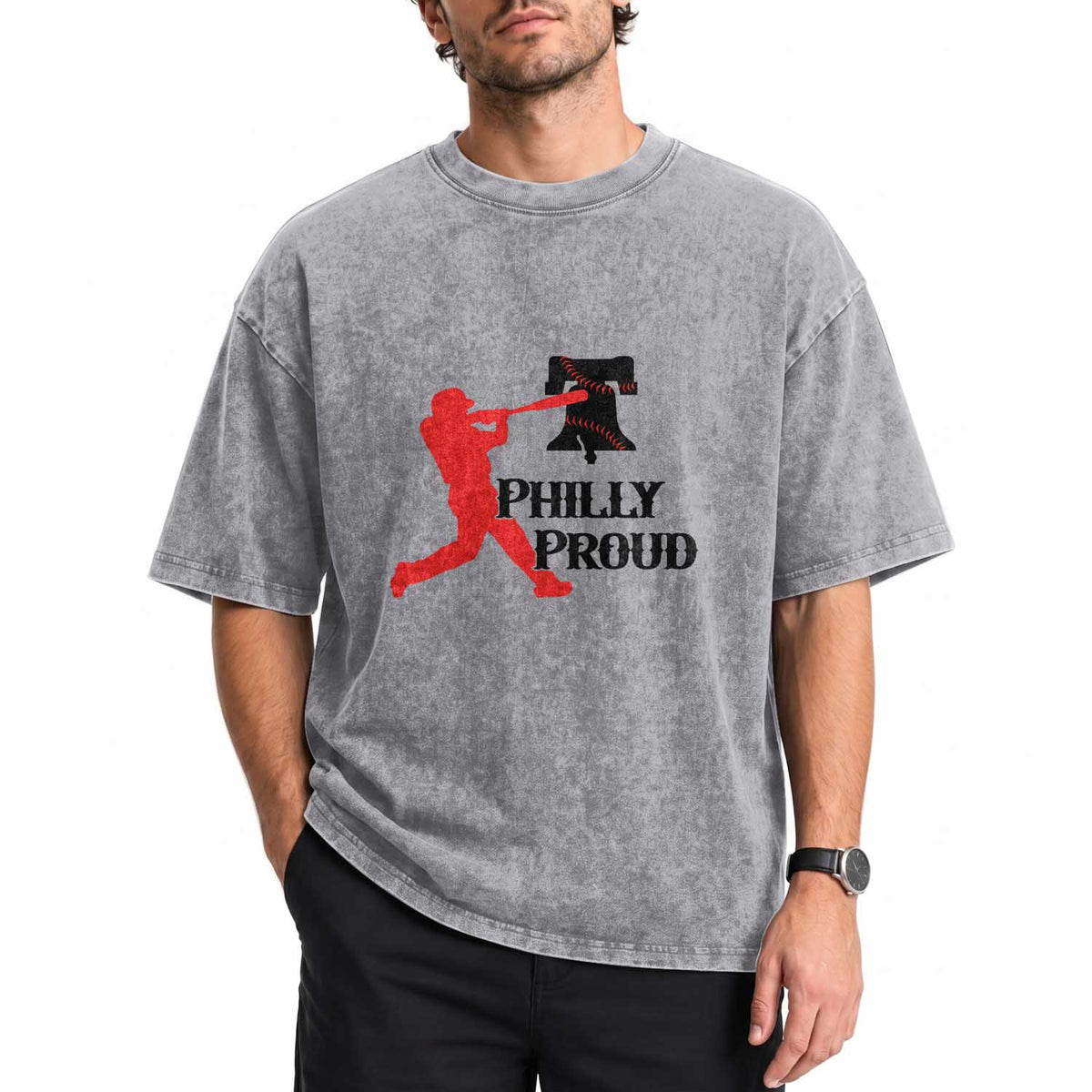Baseball Lover Washed Cotton T-Shirt Vintage Liberty Bell Philly Proud
