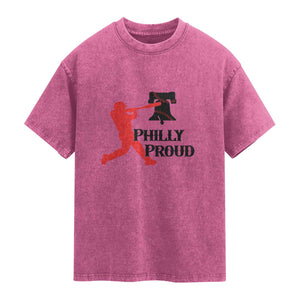 Baseball Lover Washed Cotton T-Shirt Vintage Liberty Bell Philly Proud