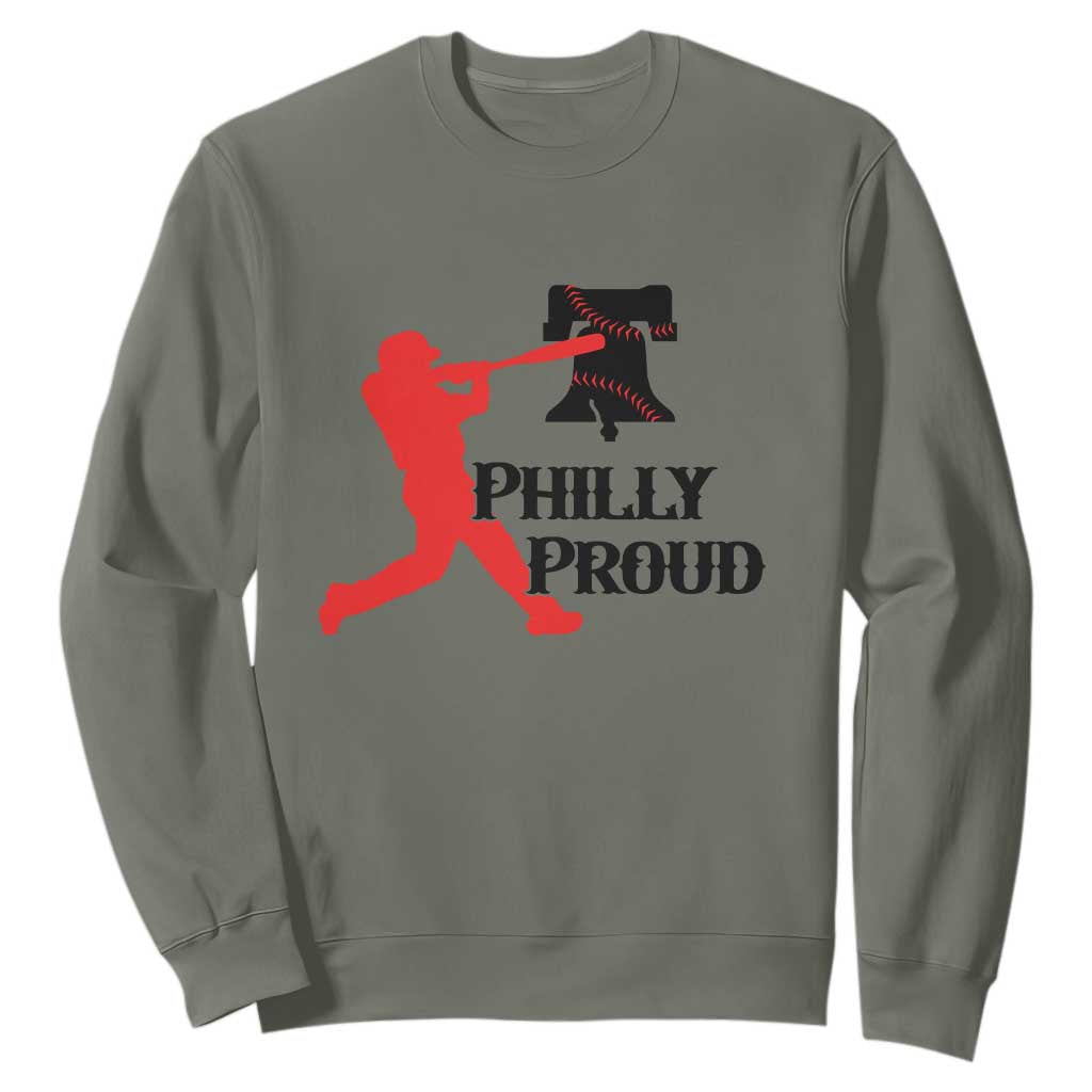 Baseball Lover Sweatshirt Vintage Liberty Bell Philly Proud TS12 Military Green Print Your Wear