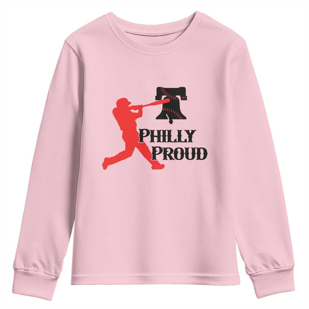Baseball Lover Youth Sweatshirt Vintage Liberty Bell Philly Proud TS12 Light Pink Print Your Wear
