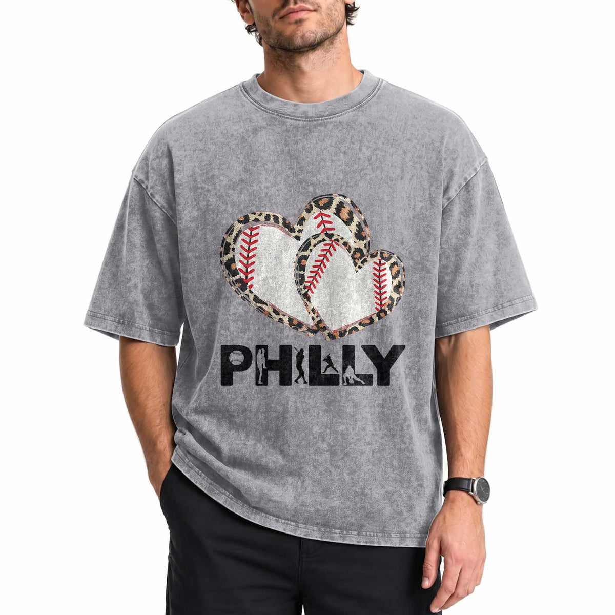 Funny Vintage Philly Baseball Washed Cotton T-Shirt Sport Humor Gift