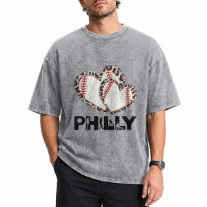 Funny Vintage Philly Baseball Washed Cotton T-Shirt Sport Humor Gift
