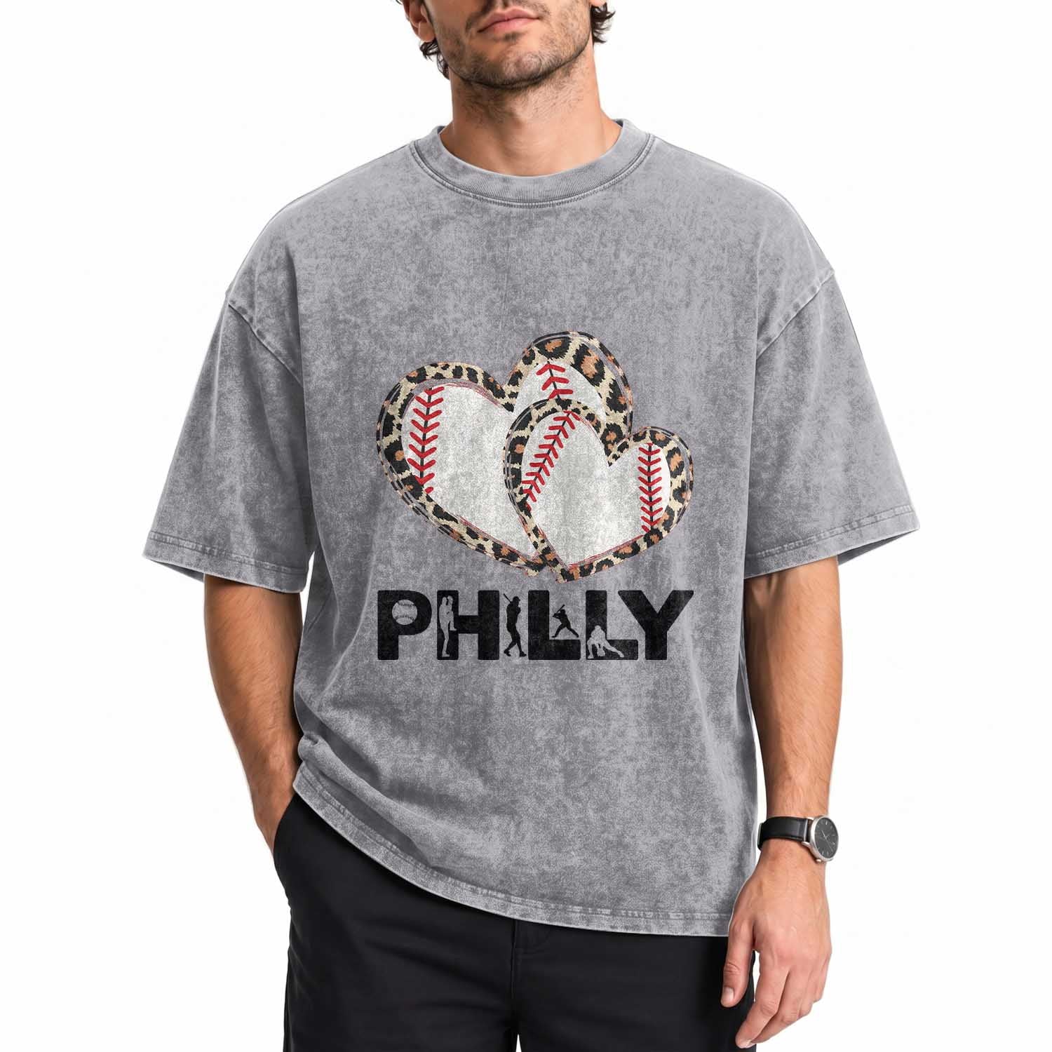 Funny Vintage Philly Baseball Washed Cotton T-Shirt Sport Humor Gift