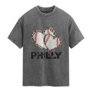 Funny Vintage Philly Baseball Washed Cotton T-Shirt Sport Humor Gift