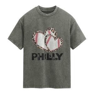 Funny Vintage Philly Baseball Washed Cotton T-Shirt Sport Humor Gift