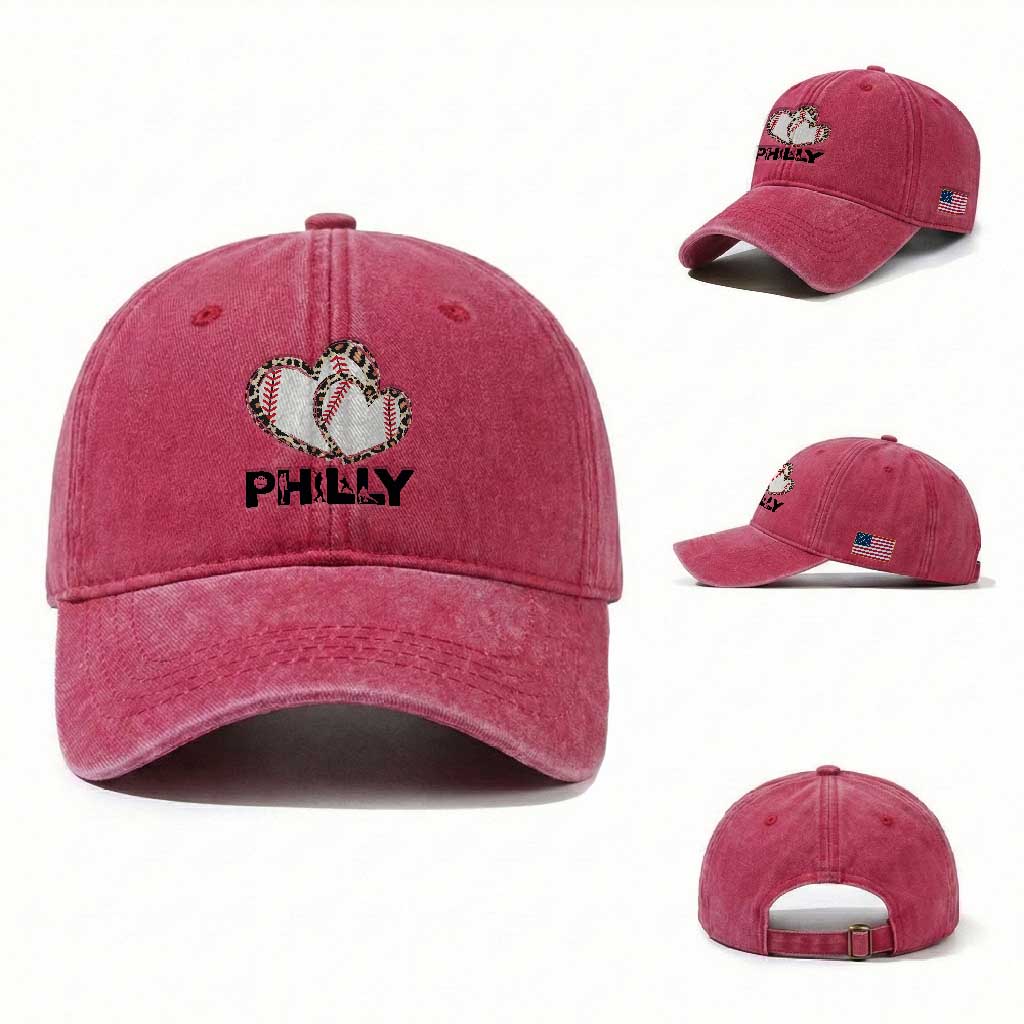 Funny Vintage Philly Baseball Washed Cotton Baseball Cap Sport Humor Gift TS12 Washed Cap Universal Fit Red Print Your Wear