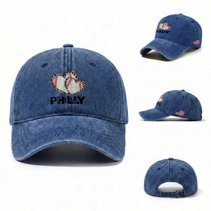 Funny Vintage Philly Baseball Washed Cotton Baseball Cap Sport Humor Gift TS12 Washed Cap Universal Fit Royal Blue Print Your Wear