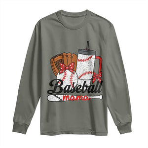 Baseball Mama Long Sleeve Shirt Funny Sports Mom Life Lover TS12 Military Green Print Your Wear